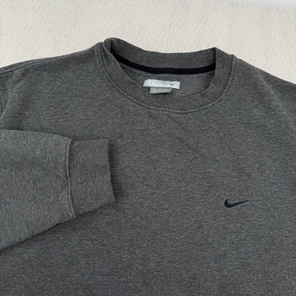 Vintage Y2K Nike Mens XXL Dark Gray Heather Crewneck Sweatshirt Relaxed Boxy Fit